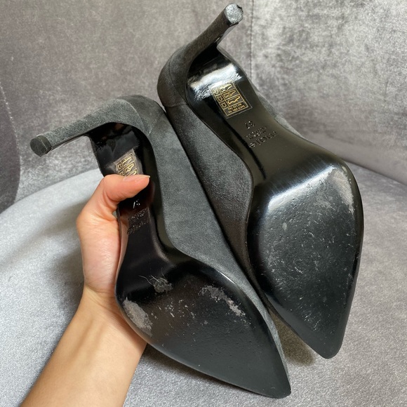 Maje grey suede pump heels size 37 US 7 like new - Picture 3 of 4